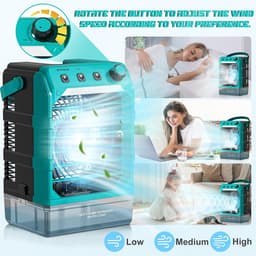 Accu Ventilator met Waterkoeling – Compatibel met Makita 18V Accu – 1600 ml Watertank – USB-Voeding – Luchtkoeler met Bevochtiger – Timer & LED-Verlichting — thumbnail 5