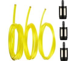 SnelShoppen - Flexibele PVC Brandstofslang - 3 Stuks met 3 Benzinefilters - 1 Meter - Voor Grasmaaier, Bosmaaier en Kettingzaag - Duurzaam, Corrosiebe