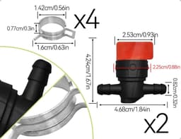 SnelShoppen - 2 Pack Universele Benzinekraan met 4 Slangenklemmen, Brandstofafsluiter voor Grasmaaier, Compatibel met Kleine Motoren — thumbnail 5