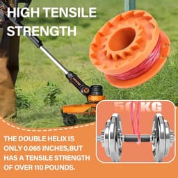 SnelShoppen - 6 Snijspoelen voor Grasmaaier, 2 Spool Doppen, Compatibel met 20V Grasmaaiers, Diameter 1.65mm, 3m Lengte, Nylon, Tuin, Grasmaaien, Verv — thumbnail 3