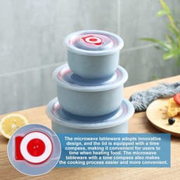 SnelShoppen - 3-delige Magnetron Tafelware Set met Deksel: Magnetron Opbergdozen 260/480/900 ml, Magnetron Multikom Brooddoos voor Vaatwasser, Magnetr — thumbnail 2