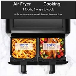 Heteluchtfriteuse – Airfryer - Airfryer Oven - 15L - Dubbele Zones - 2600W - 240V - 8 Programma’s - Dubbele Mand XL -Touch Bedieningspaneel - Kijkvenster - Zwart — thumbnail 3