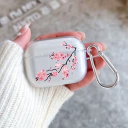 Enluxe Case geschikt voor Airpods 4 - Kersenbloesem Tak - Transparant Hoesje met Karabijnhaak, Schokbestendig — thumbnail 1