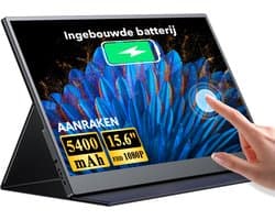 Uperfect 15,6-inch draagbare monitor, 10-punts touchscreen, 60 Hz, USB-C en HDMI, 1080p, IPS (1200:1), voor laptop/telefoon/spelconsole, VESA-montage mogelijk