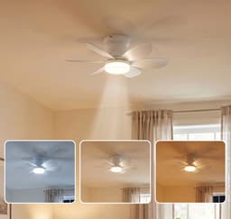 Stille Plafondventilator met Licht - Afstandsbediening - 50W - Plafondventilatorlamp - APP - Woonkamer - 6 Snelheden - 3 Bladen - Wit - 66 cm — thumbnail 3