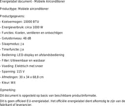 Mobiele airco 10000 BTU stil draagbaar met ontvochtiger, afstandsbediening en 4-in-1 functie — thumbnail 2