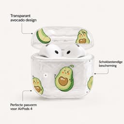 Enluxe Case geschikt voor Airpods 4 - Avocado Print - Hardcase met Karabijnhaak, Schokbestendig Hoesje — thumbnail 2