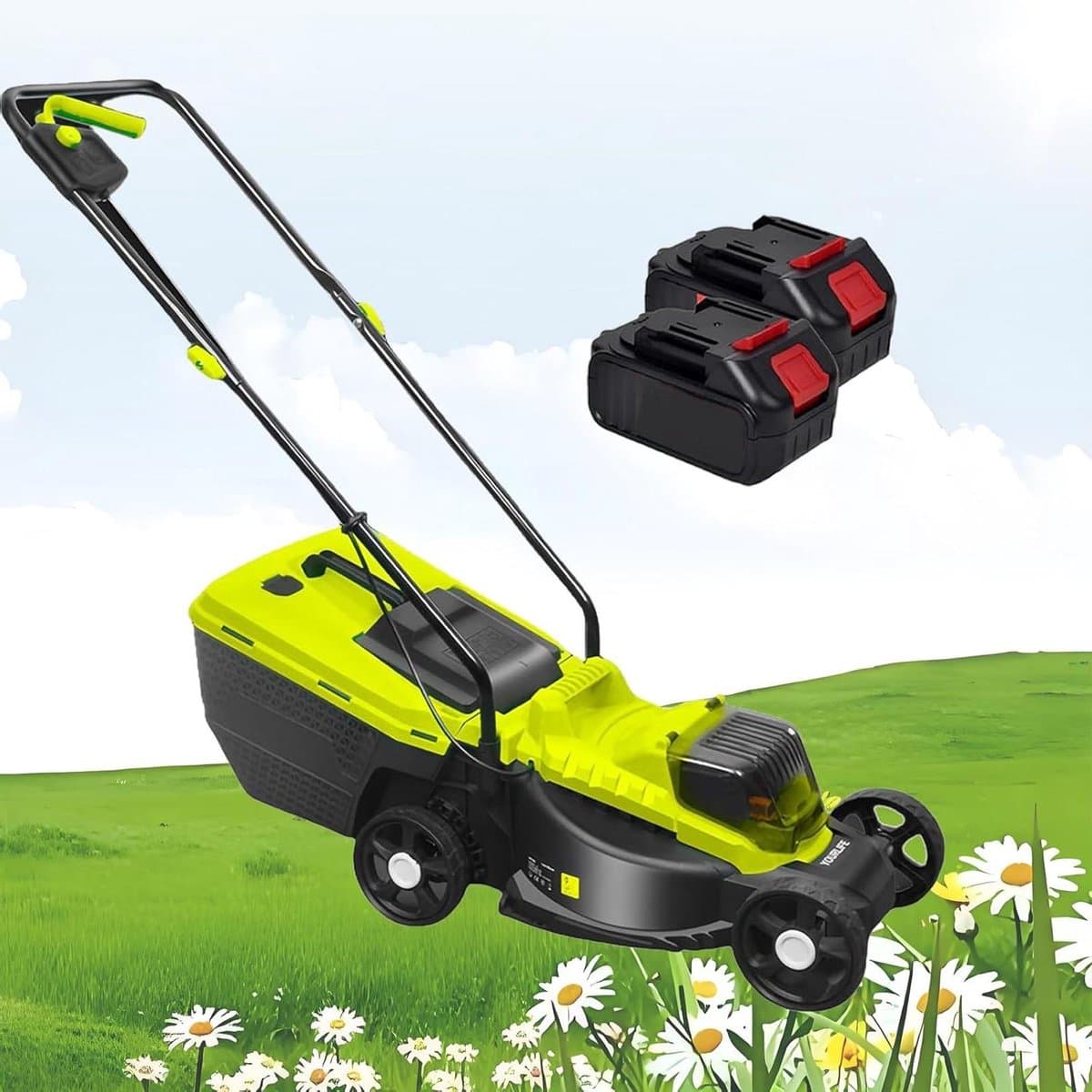 Elektrische Grasmaaier - Accu Grasmaaier - Gazon Onderhoud - Borstelloze Motor - 33cm Snijdbreedte - Zwart — afbeelding 1