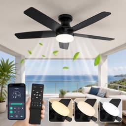 MUPOO Modern Plafondventilator met Lamp Walnoot Omkeerbare bladen 106 cm-Afstandsbediening & App Bediening-Stille DC Motor-Dimbare LED &6 Snelheden-Zomer &Winterstand-plafonniere met ventilator Voor Slaapkamer/Woonkamer-Multiplex bladen — thumbnail 1