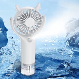 Draagbare Ventilator - Hand Fan - Verkoeling Buiten - Met Verfrissende Mist - 16.8 x 8.2 cm - Wit — thumbnail 4