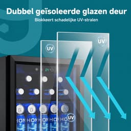 Norvia - Drankenkoelkast - Mini Koelkast - Glazen Deur - 55 Blikjes - Verstelbare Planken - Zwart - 4-16 °C - LED Verlichting — thumbnail 4