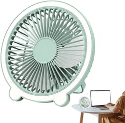 Stille Bureauventilator - Draagbare Ventilator - Frisse Lucht - Met Nachtlampje - 20.5 cm Hoog - Groen — thumbnail 1