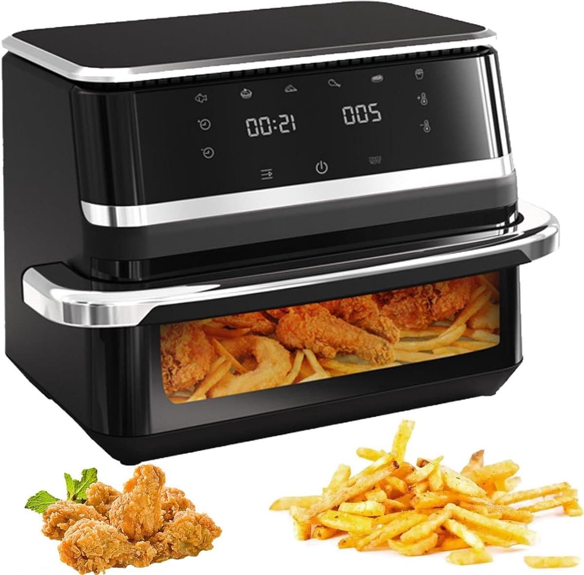 Luchtfriteuse Oven - Digitale Frituurpan - Gezond Koken - Zichtbaar Glazen Venster - 12 Liter Capaciteit - Zwart — afbeelding 1