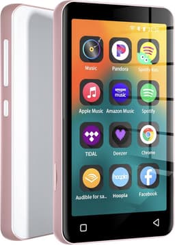 80GB MP3-speler met Bluetooth en Wifi - 4 Inch Touchscreen MP4-speler - Draagbare HiFi Audiospeler met Luidspreker - Geschikt voor Spotify & Luisterboeken - roze wit — thumbnail 1