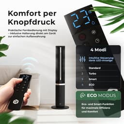 Mobiele Airco - Ventilator Luchtkoeler - Zomerse Koelte - Zonder Afvoerslang - 109 cm - Zwart — thumbnail 5