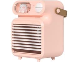 Draagbare Luchtkoeler - Mini Airco - Persoonlijke Koeling - 4-in-1 Functie - 4000mAh Batterij - Roze