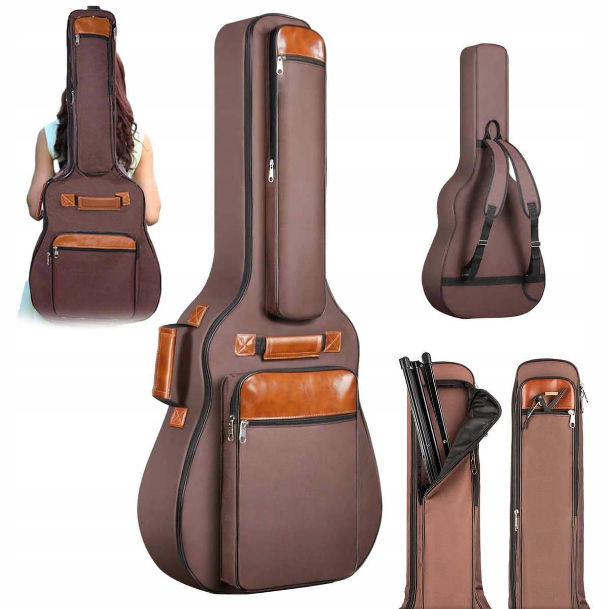 Gevoerde Gitaartas - Beschermhoes Gitaar - Draagbaar Gitaarhoes - 107 cm - 12 cm Dik - 40/41/42 inch - Waterdicht - Meerdere Vakken - Rubberen Bodem - Voor Akoestische Gitaar & Klassieke Gitaar - Gitaar Accessoires — afbeelding 1