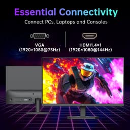 KTC‑H24B9S‑2‑Gaming monitor‑23,8‑inch‑Nieuwe versie 2026-Full‑HD‑144Hz‑Fast‑IPS‑1920x1080‑VESA‑75x75‑HDMI‑VGA‑Low‑Blue‑Light — thumbnail 3