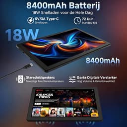 11.5 inch Tablet - 2K Schermo Ultra - Android 15 Tablets - 30GB RAM - 128GB ROM - 8400mAh - WiFi 6 - Zwart — thumbnail 3