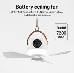 Ventilator Overal Bruikbaar - Timer - USB oplaadbaar 3 Licht en 3 Wind Sterkte - Ophanghaak - Afstandsbediening — thumbnail 1