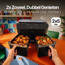 Seeger TwoFry Dubbele Airfryer XXL - 10 Liter - 40°C tot 230°C - 8 Programma's - Sync en Match - PFAS-vrij - 2 Lades — thumbnail 2