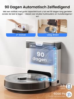 Lefant M2 PRO - Robotstofzuiger met dweilfunctie en automatisch leegstation - 6.000 Pa zuigkracht - Technologie tegen haarverstrengeling - LiDAR-navigatie — thumbnail 3