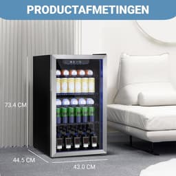 Drankkoeler - Mini Koelkast - Dranken Koelen - Stil en Energiezuinig - 80 Liter - Zilver — thumbnail 5