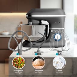 Keukenmachine - Mixer Robot - Bakken en Mixen - Krachtige 2000W Motor - 6.2 Liter - Antraciet — thumbnail 3