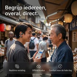 Vyzio - AI Vertaal Oordopjes - Vertaal Apparaat - Real-time Vertalings oordopjes - 144 Talen & Dialecten - Offline Functie - Draadloze Spraakvertaler voor Reizen & Zakelijk - Bluetooth 5.4 - Zwart - TRANZIO — thumbnail 2