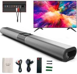 Bluetooth 5.0 TWS-soundbar voor tv's en thuisbioscoop - Soundbar met draadloze subwoofer – 3D-surroundgeluid – FM-radio – Ingebouwde subwoofer – RGB-verlichte luidspreker – Thuisbioscoopgeluid – Zwart — thumbnail 1