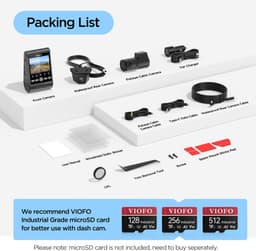 VIOFO A229 Ultra-W 3CH - Dashcam - 4K Voor- & Achtercamera - Waterdichte Achtercamera - Sony STARVIS 2 - Interieurcamera met 210° Kijkhoek — thumbnail 4