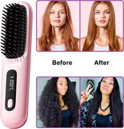Brush Pro, Draadloze stijltangen Heteluchtborstel Negatieve Ionen Hot Comb Stijltang 20s Snelle Verwarming Keramisch & Anti-Brandwonden Ontwerp voor Alle Haartypes USB Oplaadbaar — thumbnail 4