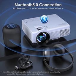 Yowhick - Beamer - Projector Beamer - Mini Meamer - 1080P - Automatische focus - met WiFi - 5G+2.4G Wireless Connection - Wit — thumbnail 3