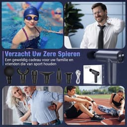 LNMsolutions® Massage Gun - Massage Apparaat - Massage Pistool - Grijs - 19cm x 6cm x 18cm — thumbnail 4