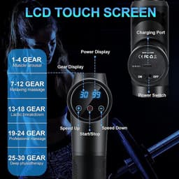 Massagepistool - Spier Stimulator - Spierherstel Bevorderen - 30 Snelheden LCD Scherm - 16mm Amplitude - Zwart — thumbnail 2