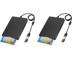 Externe Floppy Disk Drive - Diskette Lezer - Data Herstellen - Dubbele USB A/C - Ultraslank - Zwart