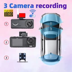 Dash Cam - Auto Camera Rijcamera - Bewijs Verzamelen - Driekanaals Opname - 2 Inch Scherm - Zwart — thumbnail 4