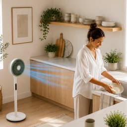 Fram Staande Ventilator 108 cm – 35 W – 4 Snelheidsstanden – Turbo – 2-in-1 Verstelbare Hoogte – Aromatherapie Compartiment – 9 Uurs Timer – Afstandsbediening – Groen/Crème — thumbnail 5