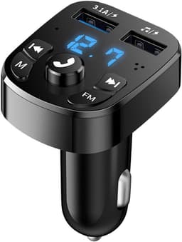 Bluetooth FM Transmitter Auto - Bluetooth Transmitter - Car Kit met Handsfree Bellen - 3.1A Dual USB Snellaader Autolader - MP3 Speler via U-Disk & CVC Ruisonderdrukking - met LED Voltmeter - voor 12V-24V Auto & Vrachtwagen - Zwart — thumbnail 1