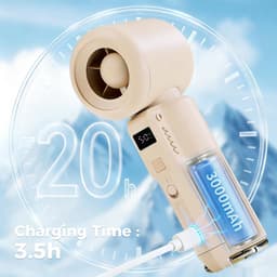Draagbare Mini Ventilator - USB Oplaadbaar - 5 Snelheden - LED Display - Met Ophangring - Voor Hand, Bureau, Reizen, Concerten & Outdoor — thumbnail 3