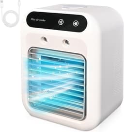 Sander Shop Draagbare airconditioning, persoonlijke verdampingsluchtkoeler, 2 snelheden, 2 koele nevels, kleine airconditioningsventilator, desktopkoelventilator, draagbare AC voor kamer, kantoor, bureau — thumbnail 1