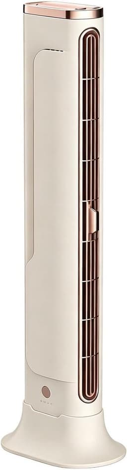 Staande torenventilator USB oplaadbaar, multifunctionele bladloze bureauventilator voor scherm, muur en tafel, stille ventilator voor slaapkamer kantoor studentenkamer, verstelbare luchtuitlaat, grote luchtvolume, crème roségoud design — thumbnail 1