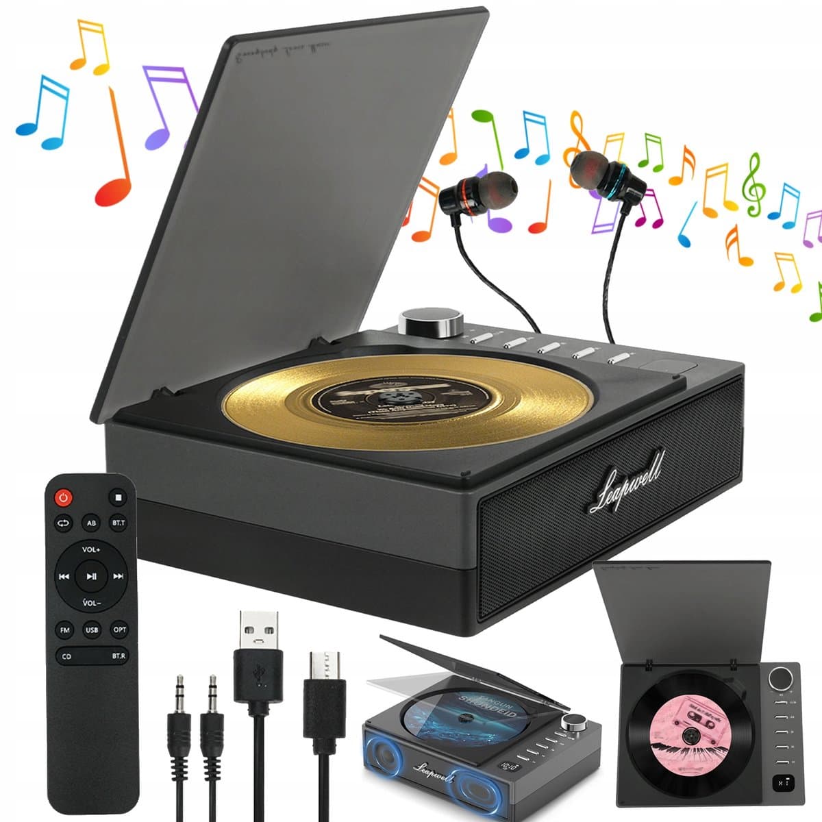 Multifunctionele CD Speler - Retro CD Speler - Draagbare CD Luidspreker - 7-in-1 - Bluetooth & FM & USB & AUX - Hi-Fi Stereo Geluid - Stofkap - 4000 mAh Oplaadbaar - Voor Thuis & Kantoor & Hotel & Auto — afbeelding 1