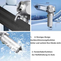 Handstofzuiger, handstofzuiger, 6-in-1, 22000 Pa, draadloos, oplaadbaar, 7800 mAh, glasbreker en veiligheidsgordelsnijder voor het reinigen van auto's, kantoren en huizen [Energieklasse A++]（Zwart paars） — thumbnail 4