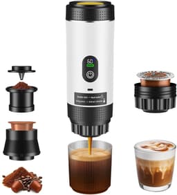 Cellista Draagbare Espressomachine - Koffiezetapparaat - Capsule Koffiemachine - 3-in-1 Koffiezetter - Nespresso Dolce Gusto Gemalen Koffie - 20 BAR - 7500 mAh - 80 ml - Wit — thumbnail 1