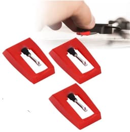 3 Stuks Platenspeler reservenaald - platenspeler accessoires - Naald - Platenspeler reservenaald - universele draaitafelpinnen - Geschikt voor vinylplatenspelers, fonografen – Rood - LOUZIR — thumbnail 1