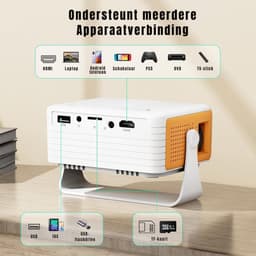 Ploutos® Draagbare Beamer - Mini Projector - Draagbare Mini Beamer - Wit - 14cm x 11cm x 6cm — thumbnail 2