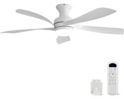 Plafondventilator Met Lamp - 5 ABS Bladen - Ø 132 cm - Dimbare lamp - Met Afstandsbediening - 6 ventilatorstanden - LED's Light - Wit — afbeelding 1