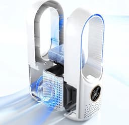 Mini-desktopluchtkoeler - Draagbare mini-airconditioner - Ventilator met 6 snelheden - Koel- en bevochtigingsventilator voor op kantoor - Compact en draagbaar - Stille werking - Geen slang of afvoerbuis nodig - Blauw — thumbnail 4