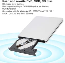 Externe DVD Brander - Draagbare Drive - Bestanden Archiveren - Plug and Play - USB 3.0 - Zwart — thumbnail 5